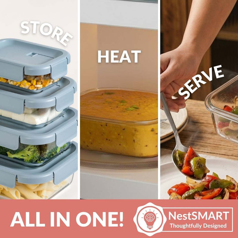 Venti Food Containers Blue Set Of 4 370ml 660ml 1000ml 1500ml