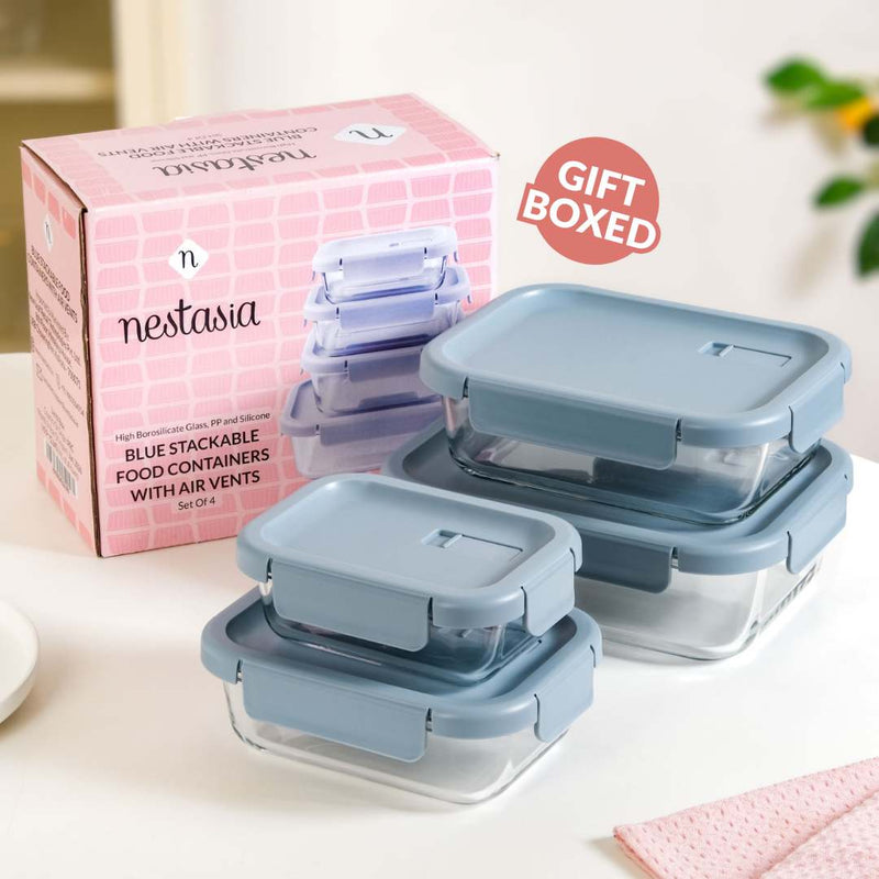 Venti Food Containers Blue Set Of 4 370ml 660ml 1000ml 1500ml