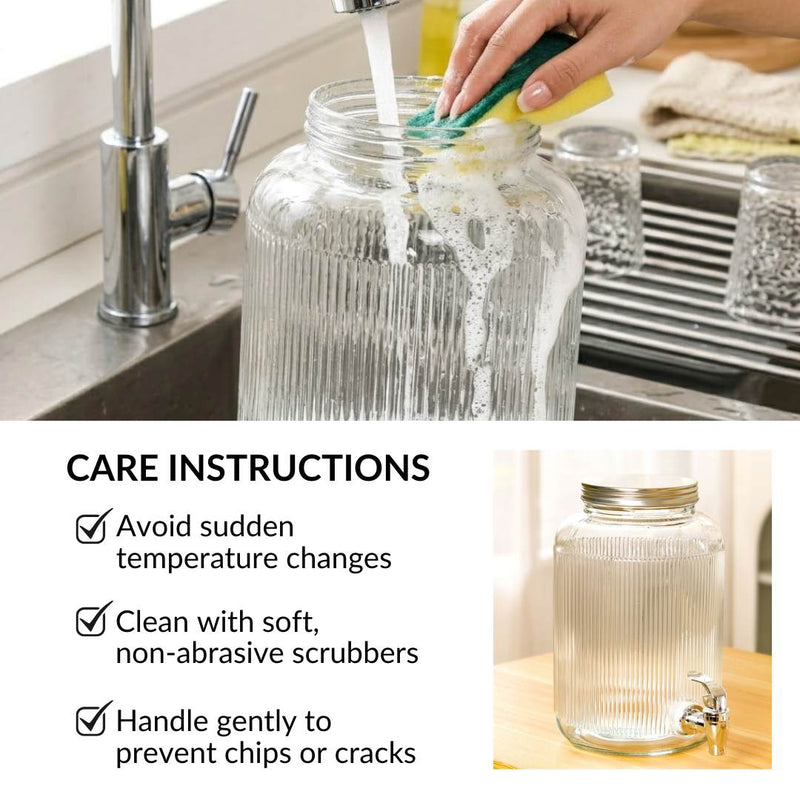 Ribbed Glass Drink Dispenser 3700ml