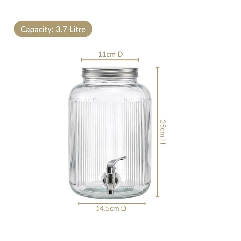 Ribbed Glass Drink Dispenser 3700ml