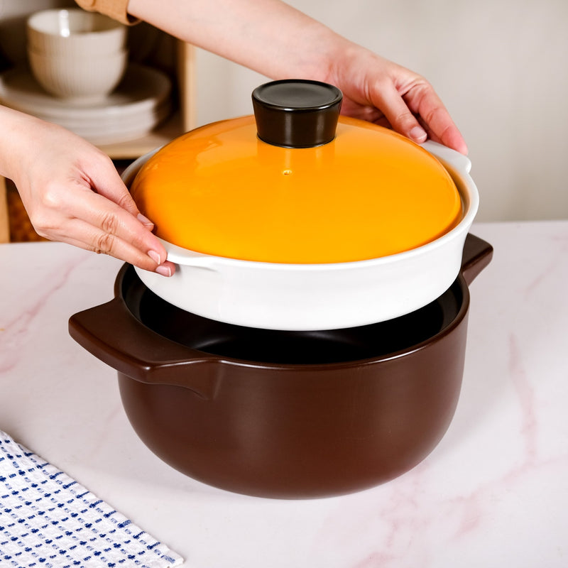 Japanese Style Ceramic Steamer Pot With Lid 4000ml