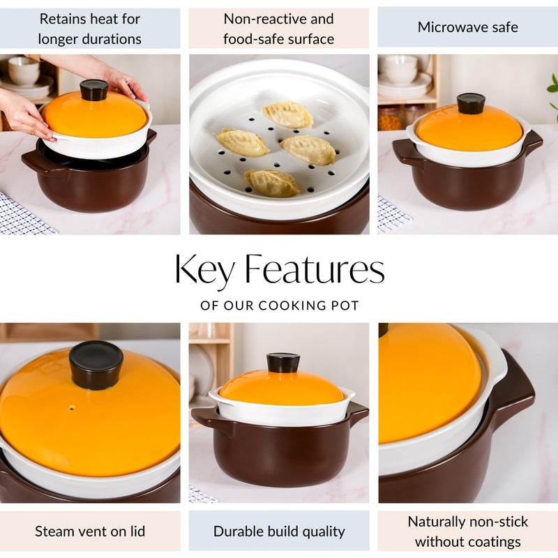 Japanese Style Ceramic Steamer Pot With Lid 4000ml