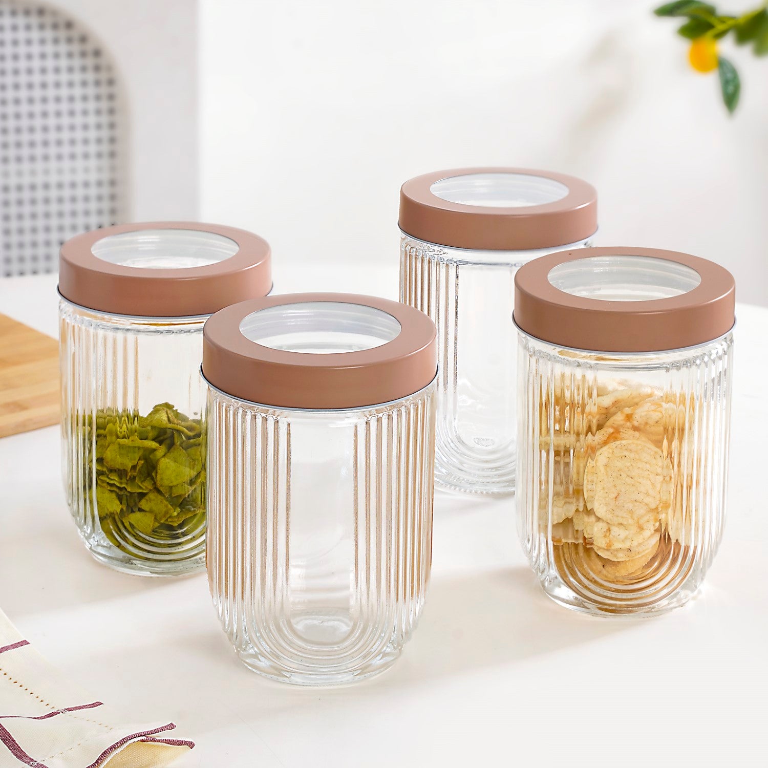 Minimal Jar With See Through Lid Set Of 4 Large 1200ml