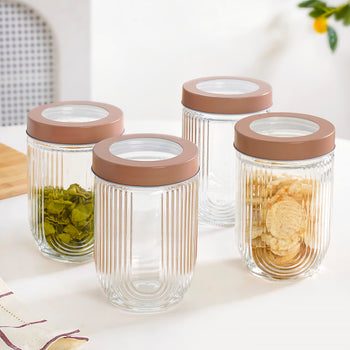 Minimal Jar With See Through Lid Set Of 4 Large 1200ml