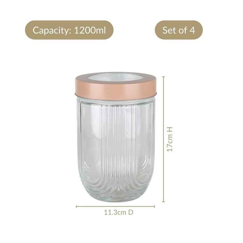 Minimal Jar With See Through Lid Set Of 4 Large 1200ml