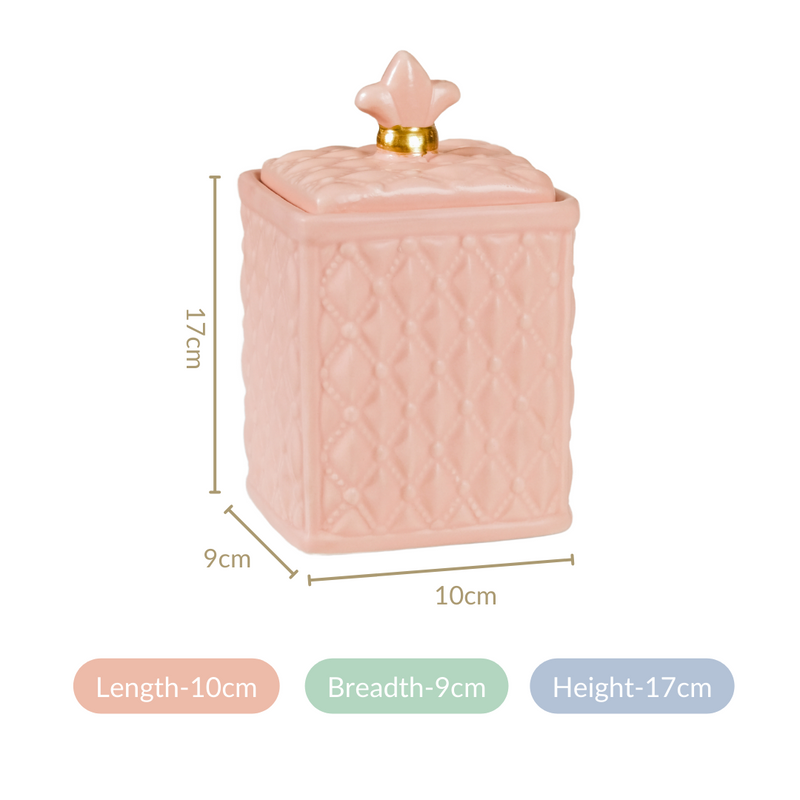Modern Vanity Table Ceramic Jar With Lid Peach