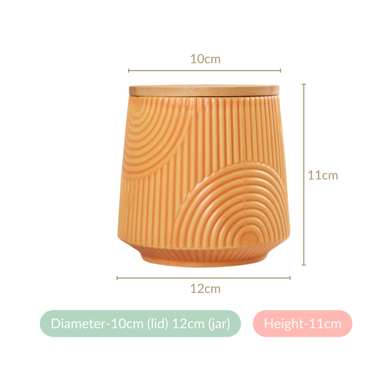 Decorative Engraved Yellow Jar Set of 2