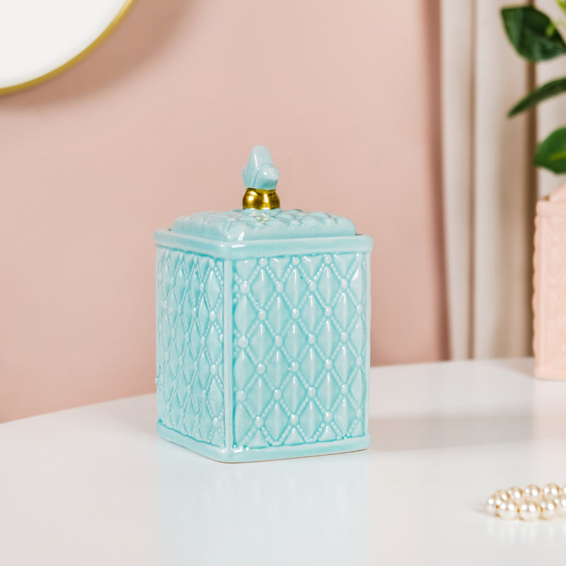 Ceramic Jar For Vanity Table Mint Green