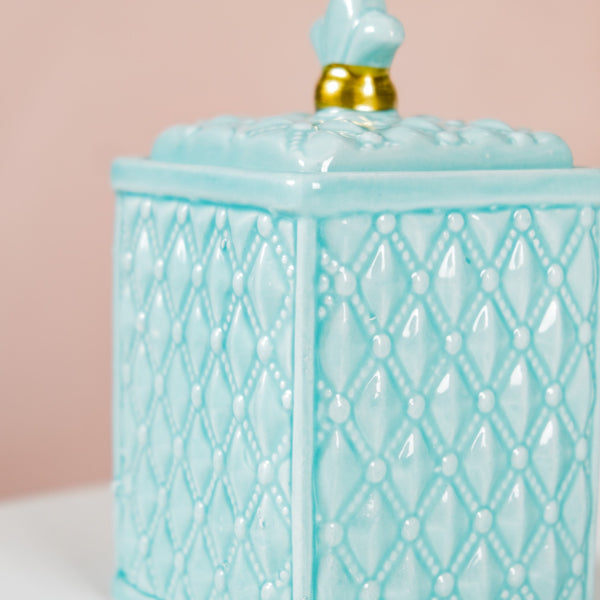 Soft Vintage Ceramic Jar Glossy Pastel Blue