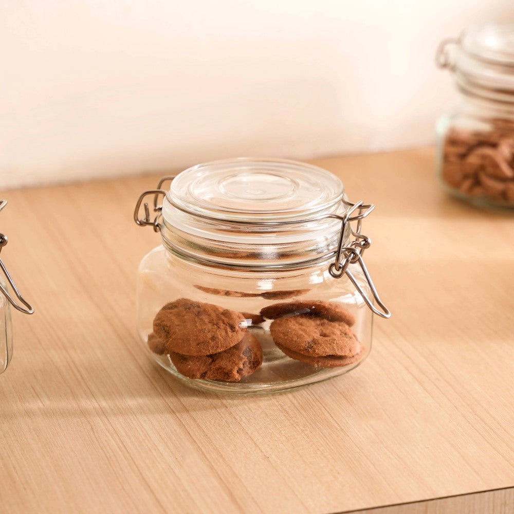 Miniature tiny cookie jar with wooden lid