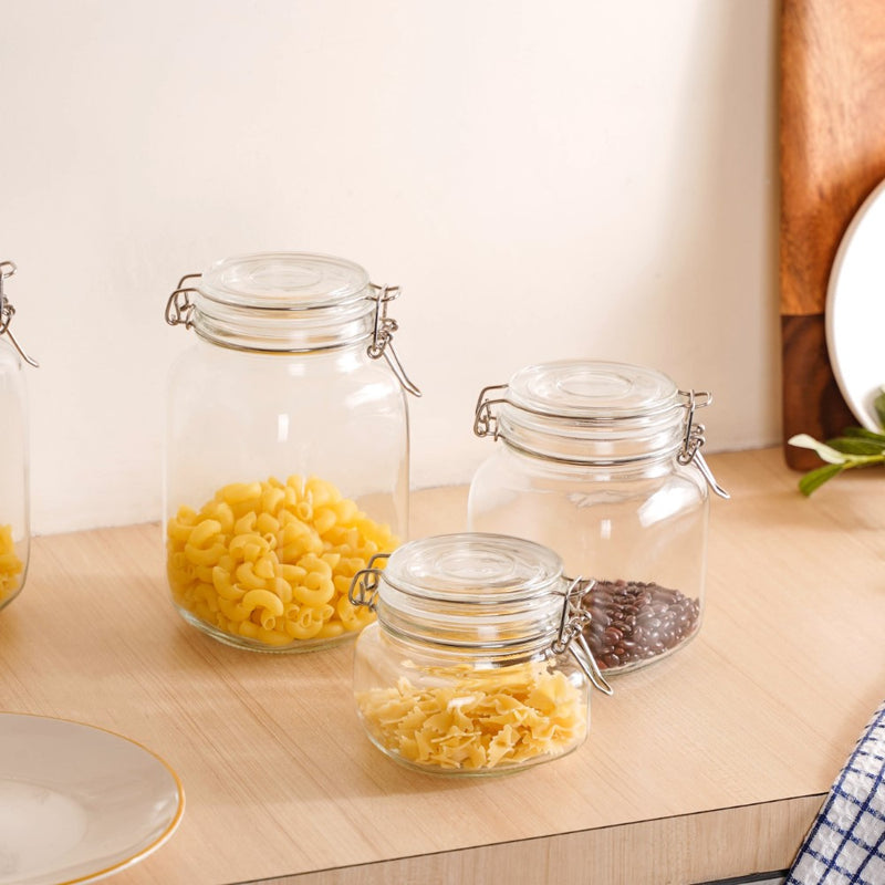 Kitchen Jars With Clip Lids Set Of 4 Large