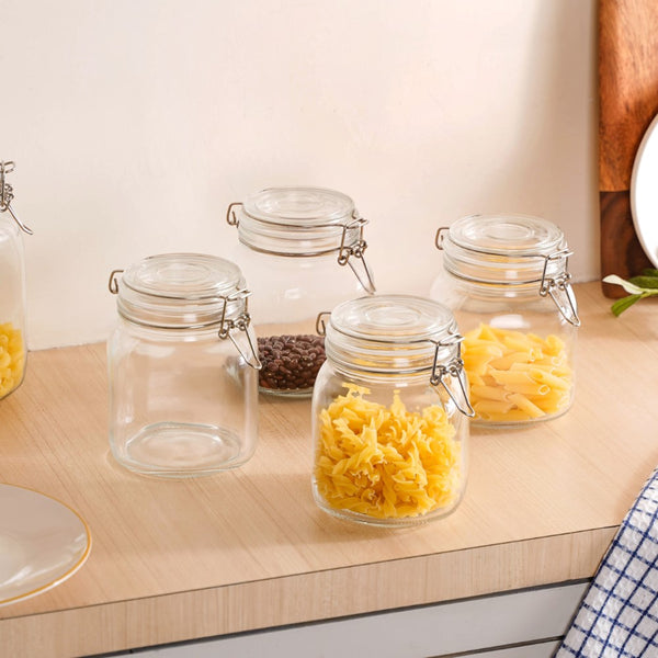Airtight Glass Jars With Clip Lids Set Of 4 1000ml Online - Premium Jar ...