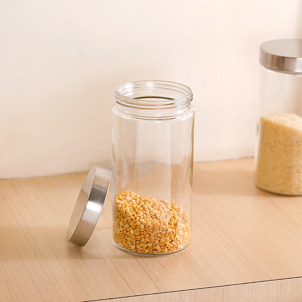 Pebbly Round Spice Jars with Bamboo Lids, Set of 3, 1 set