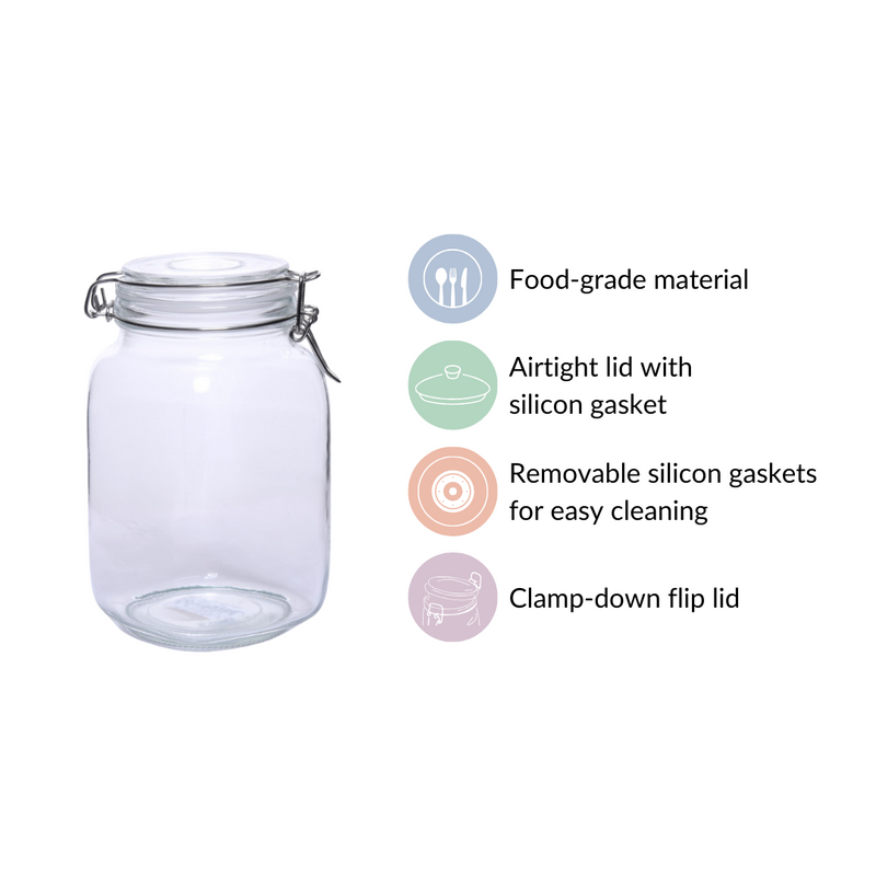 Kitchen Jars With Clip Lids Set Of 4 Large