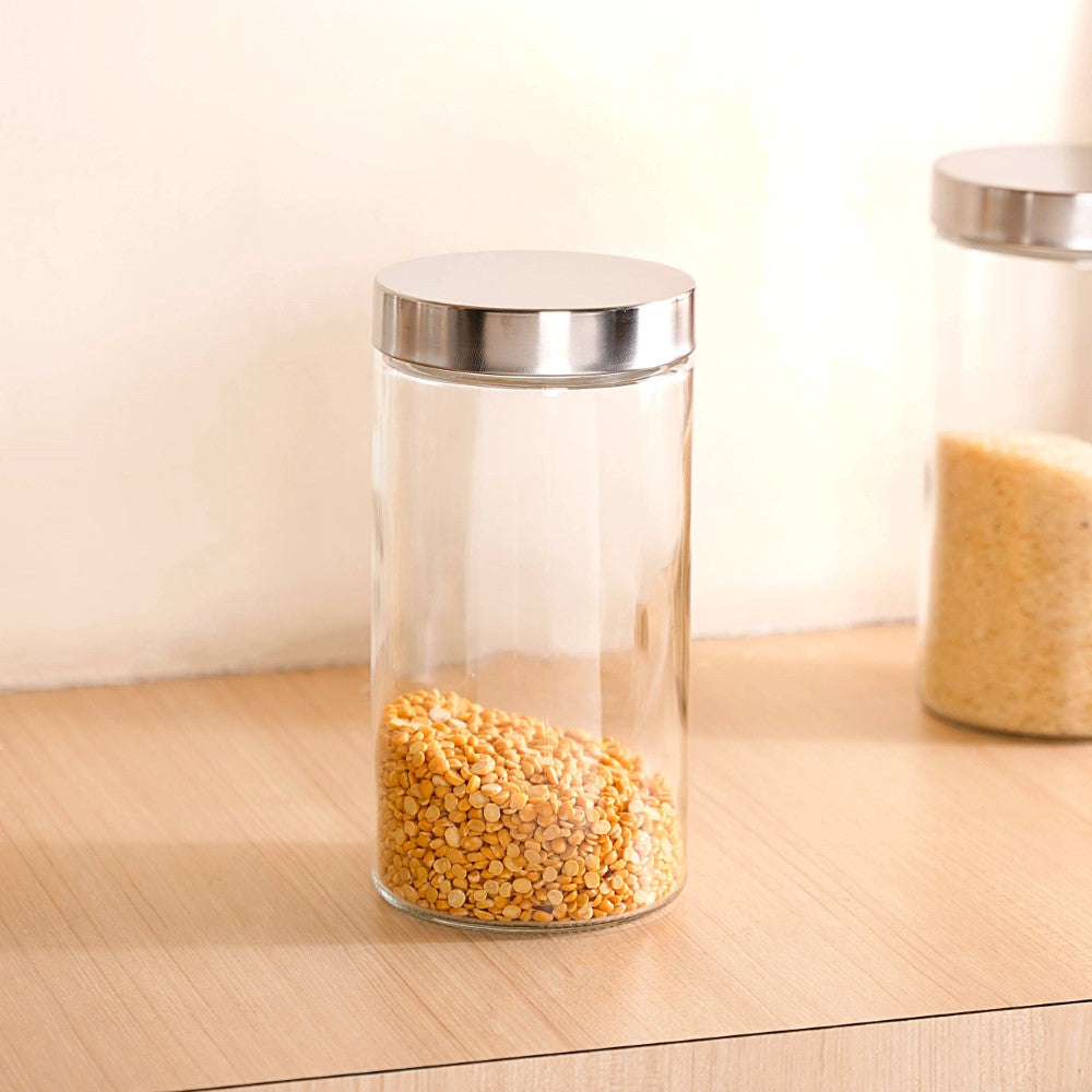 Pebbly Round Spice Jars with Bamboo Lids, Set of 3, 1 set