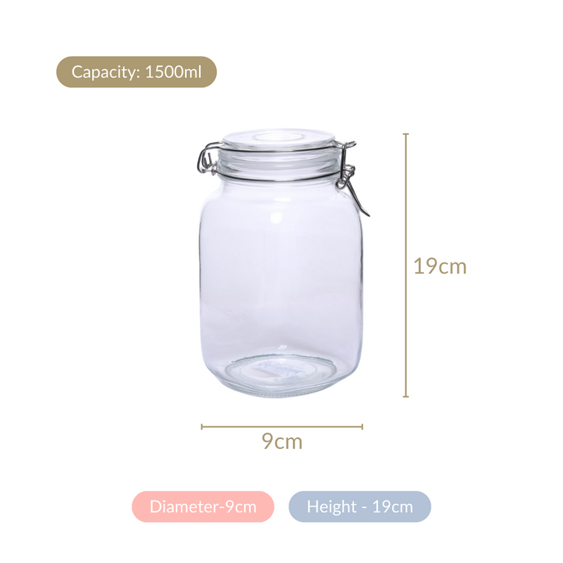 Kitchen Jars With Clip Lids Set Of 4 Large