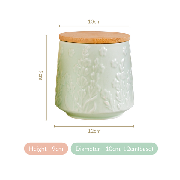 Ceramic Jar For Storage Set Of 2 Green