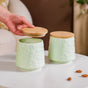 Ceramic Jar For Storage Set Of 2 Mint Green