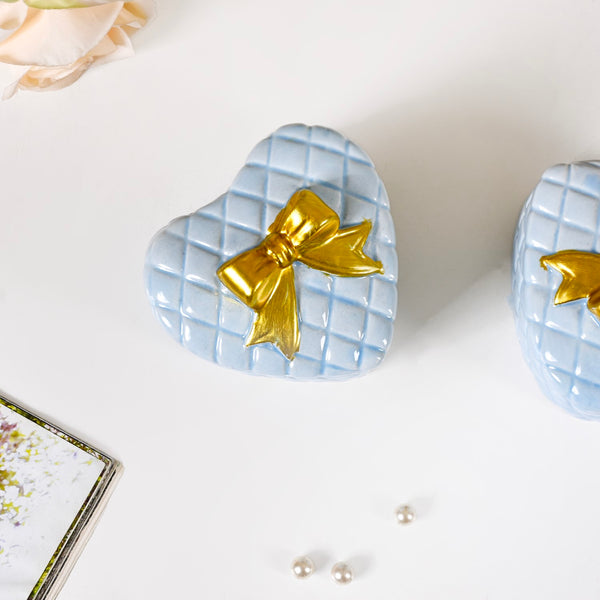 Sweetheart Trinket Ceramic Gift Box Set Of 2 Baby Blue
