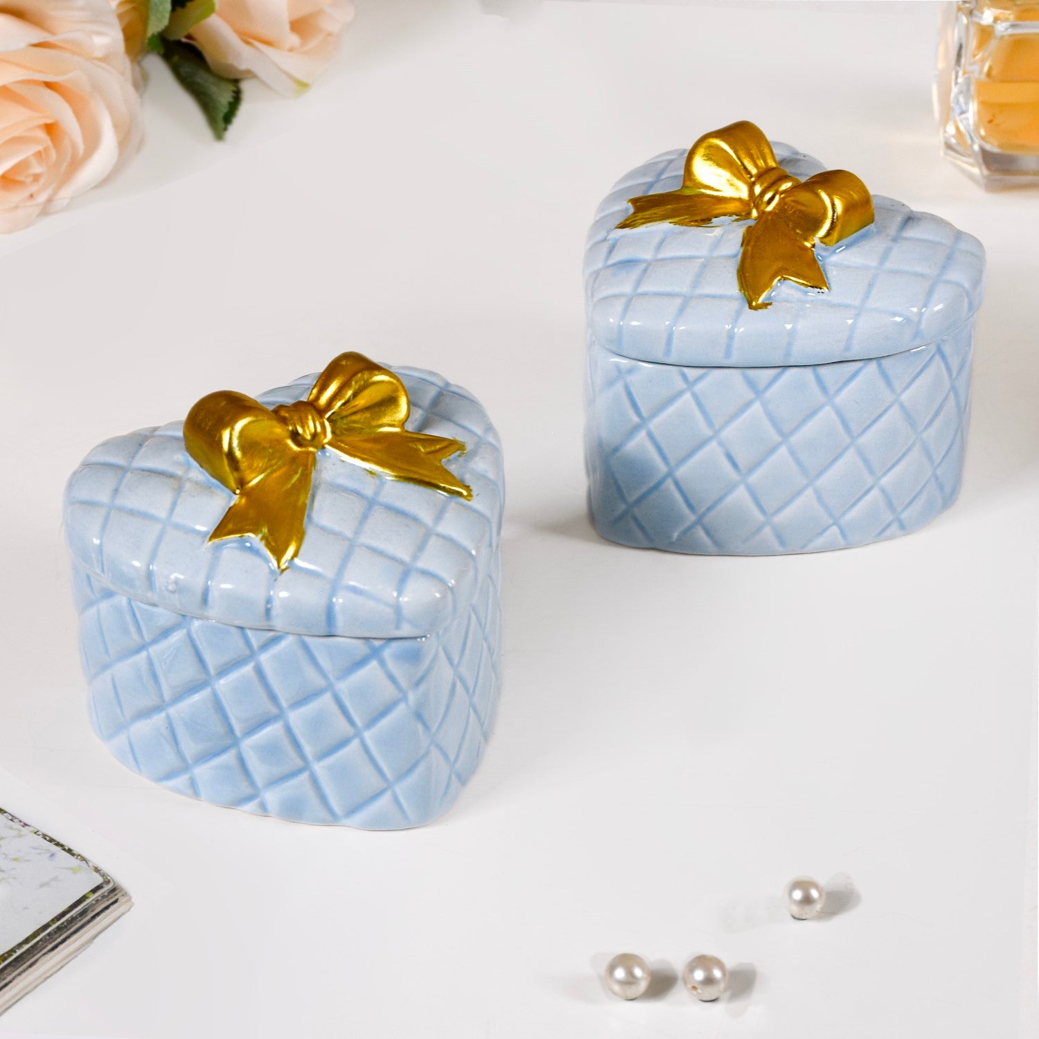 Sweetheart Trinket Ceramic Gift Box Set Of Baby Blue Online