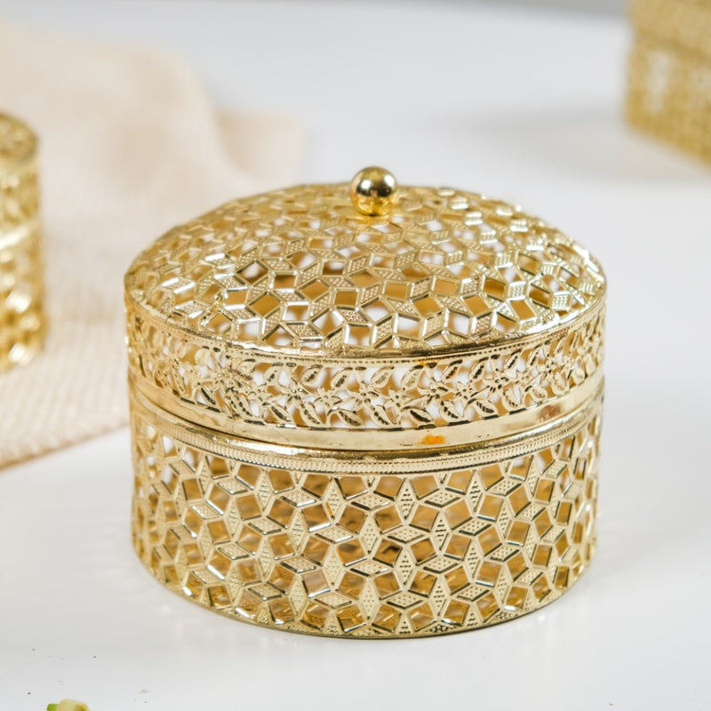Set Of 2 Ornate Gift Box Gold
