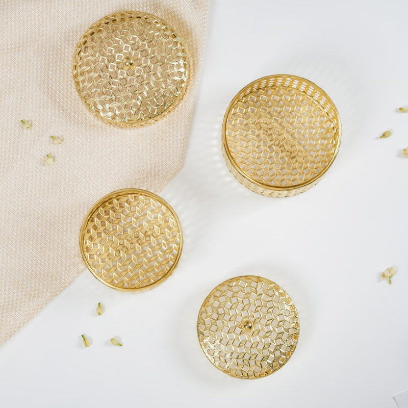 Set Of 2 Ornate Gift Box Gold