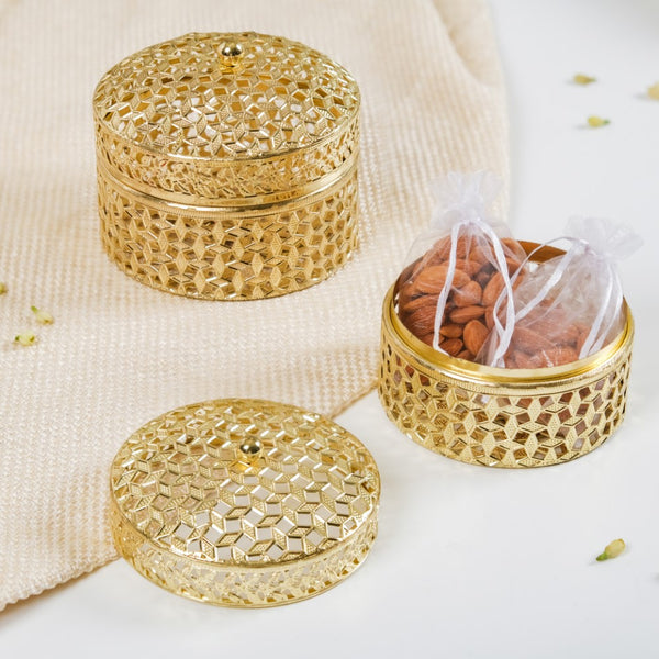 Set Of 2 Ornate Dry Fruit Box Gold