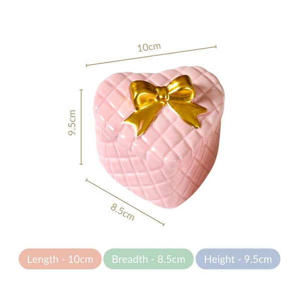Adorable Heart Shaped Ceramic Gift Box Set Of 2 Pink