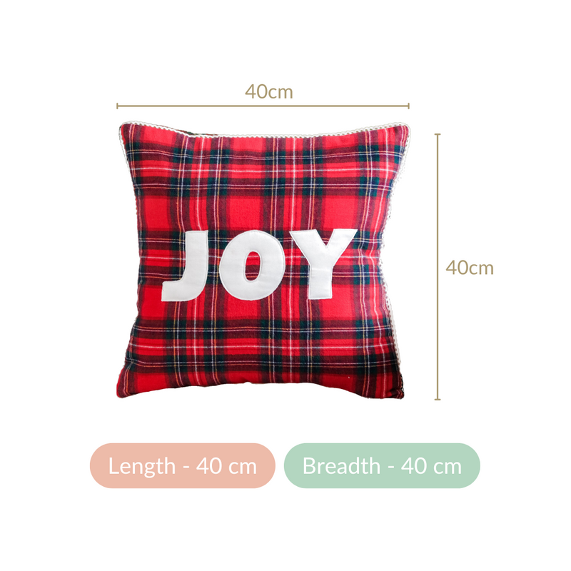Joy Christmas Plaid Cushion Cover