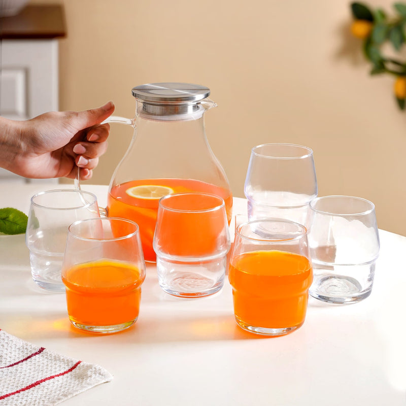 Juice Glass Jug And Cup Set Of 7