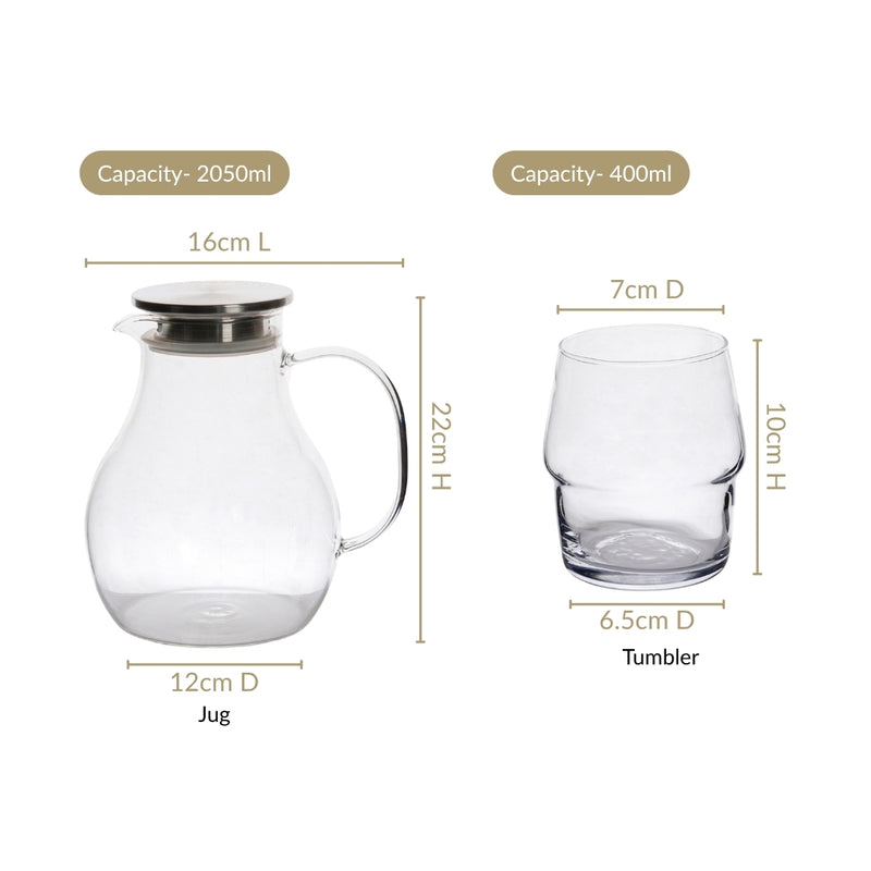 Juice Glass Jug And Cup Set Of 7