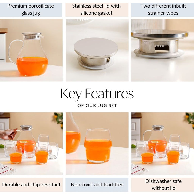 Juice Glass Jug And Cup Set Of 7