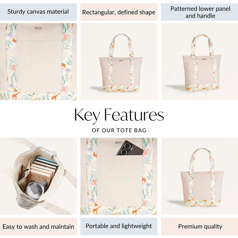 Jungle Adventure Large Canvas Zipper Tote Bag