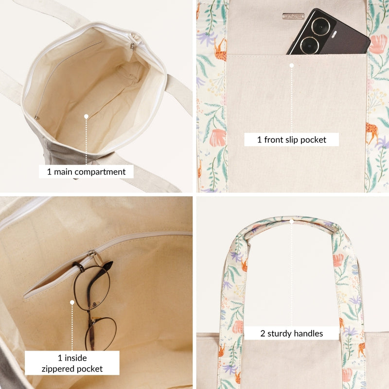 Jungle Adventure Large Canvas Zipper Tote Bag