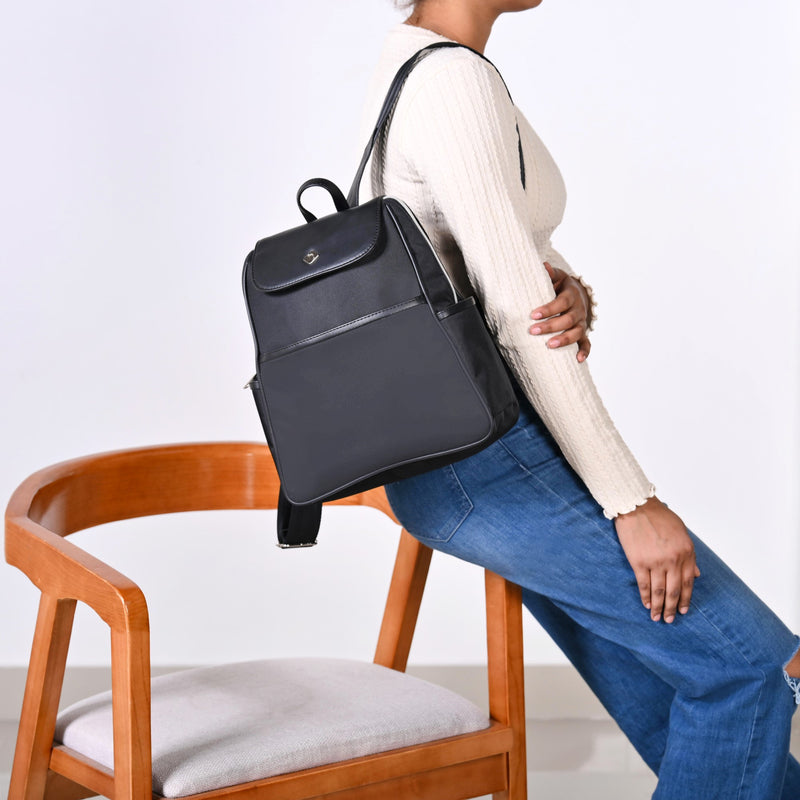 Kaizen Sleek Black Backpack For Women