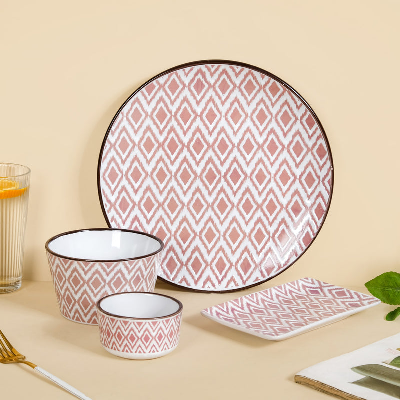 Kaleido Pink 16 Piece Ceramic Dinner Set For 4