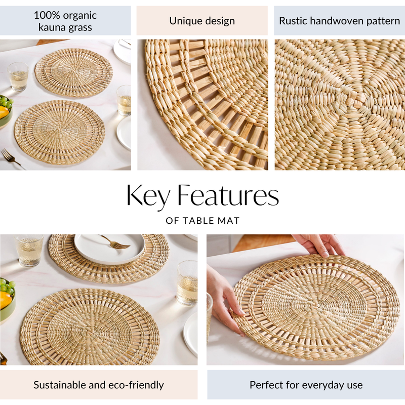 Kauna Sustainable Handmade Table Mat Set Of 2 34cm
