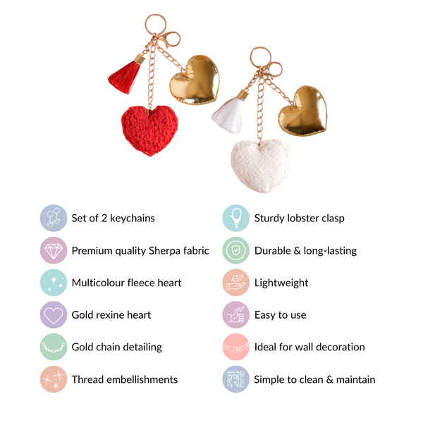 Multicolour Heart Keychain Set Of 2 8 Inch