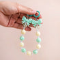 Bows And Beads Keychain Mint And White