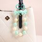 Bows And Beads Keychain Mint And White