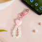 Pink Heart And Pearl Keychain