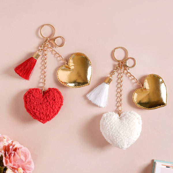 Multicolour Heart Keychain Set Of 2 8 Inch