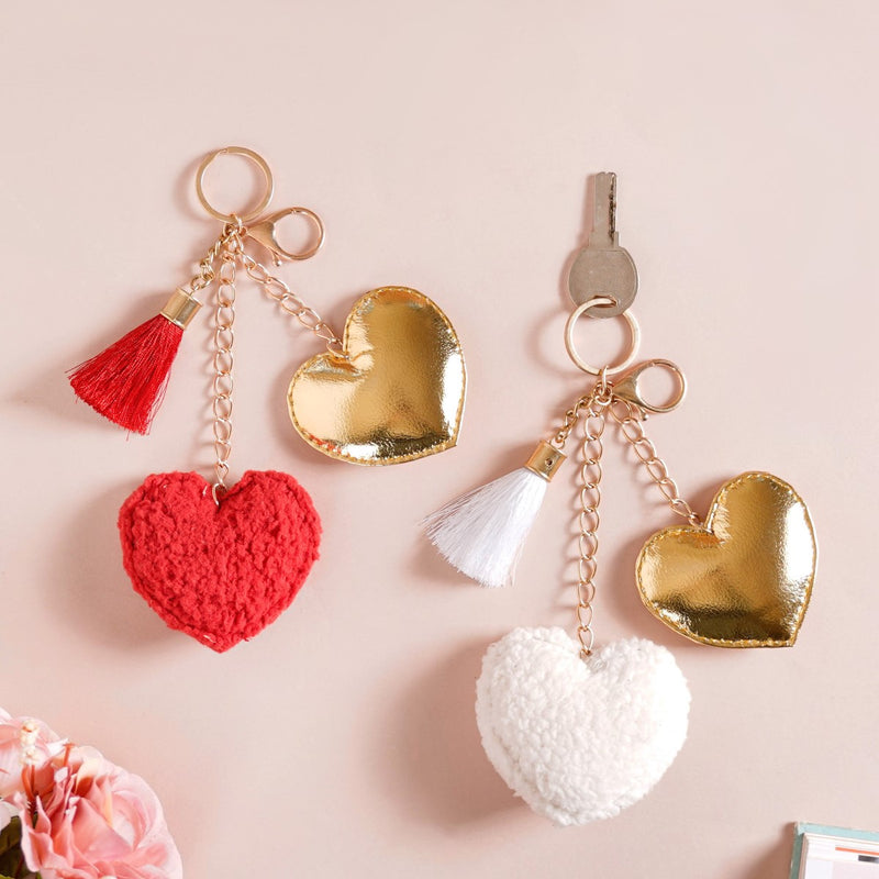 Multicolour Heart Keychain Set Of 2 8 Inch