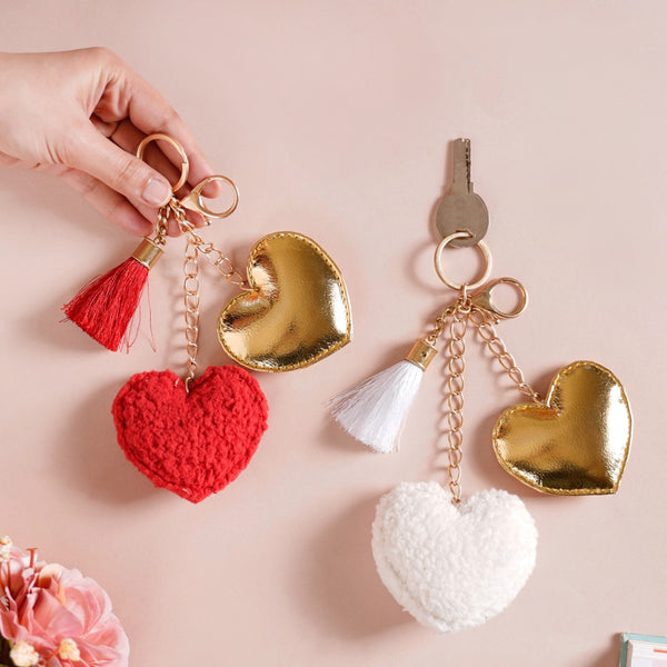 Multicolour Heart Keychain Set Of 2 8 Inch