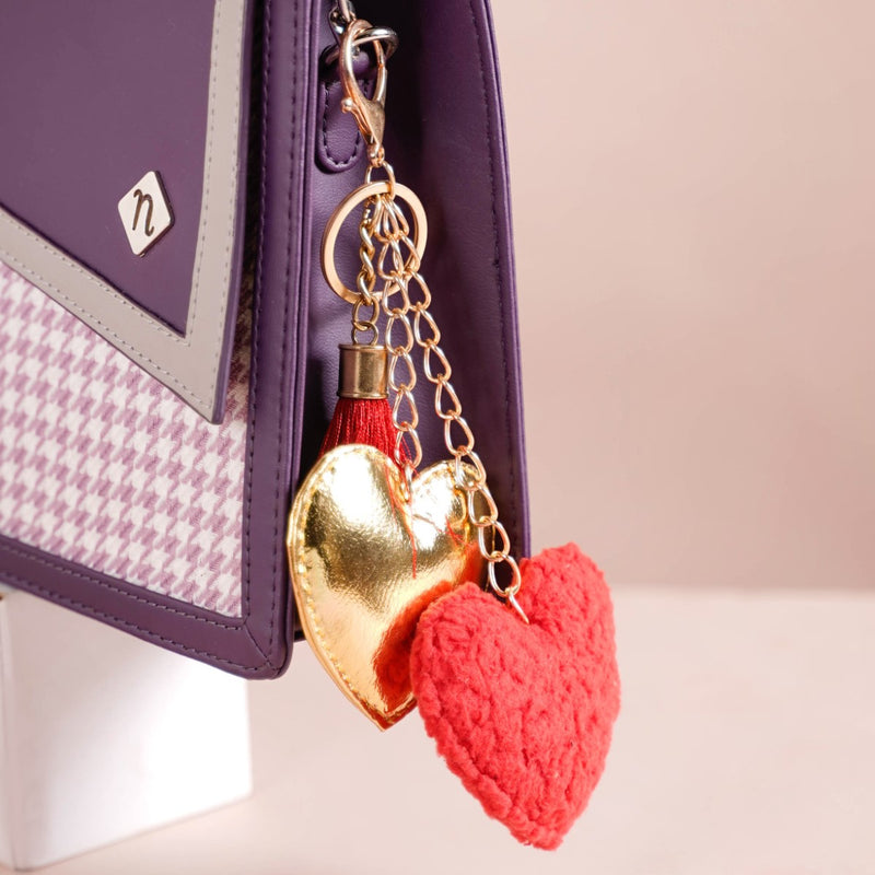 Multicolour Heart Keychain Set Of 2 8 Inch