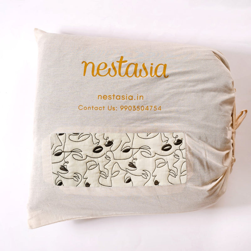 King Size Embroidered Cotton Bed Cover Off-White