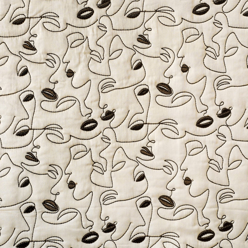 King Size Embroidered Cotton Bed Cover Off-White