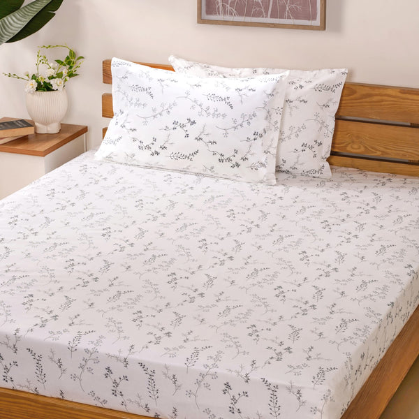 Pure Cotton Bedsheet And Pillowcase Set 180 TC Soothing Soft King Sized 275x275 cm