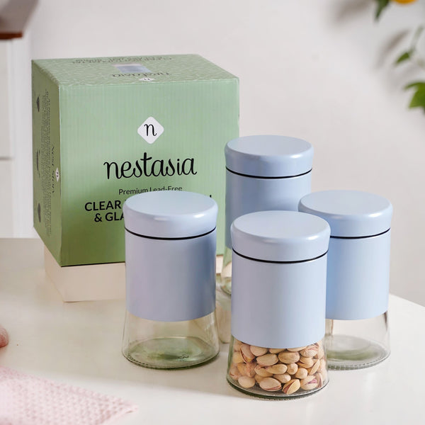 Winnie Blue Kitchen Jars With See Through Window Set Of 4 800ml