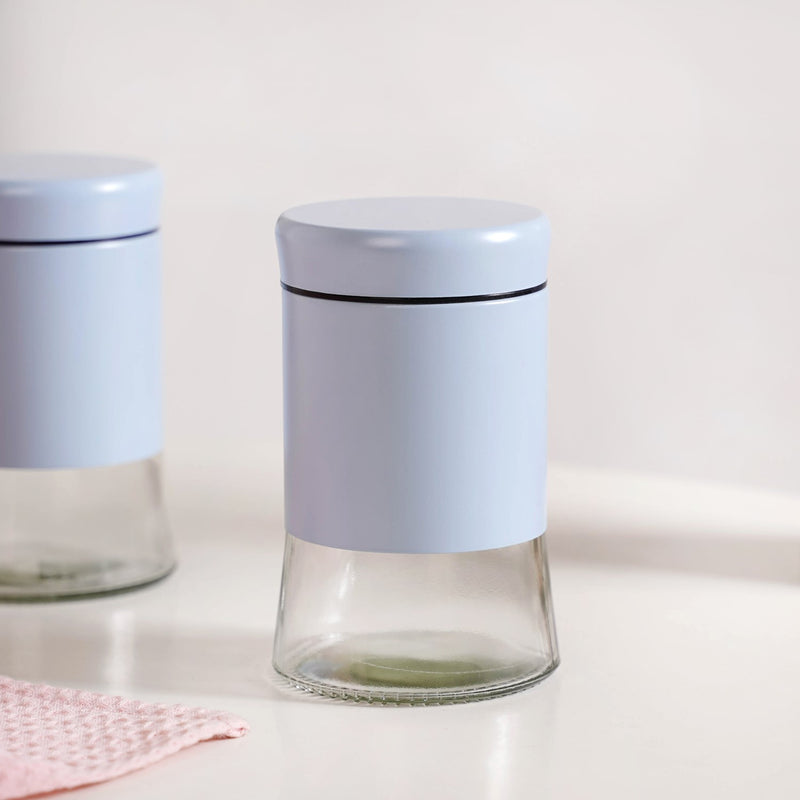 Kitchen Metal Jars With Glass Base Set Of 4 800ml